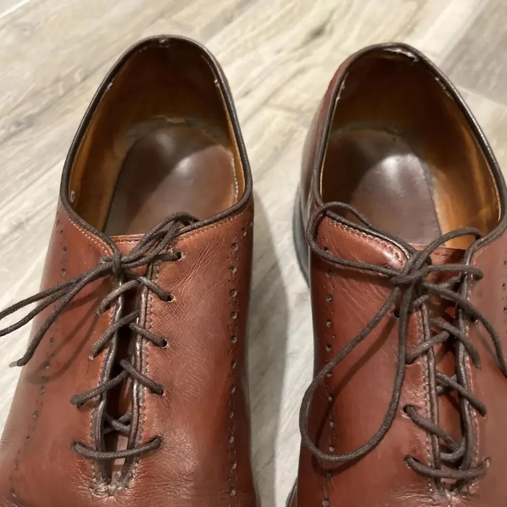 ALLEN EDMONDS HASTINGS CHILI BROWN OXFORD MENS DRESS SHOES SIZE 12C USA GOOD CON